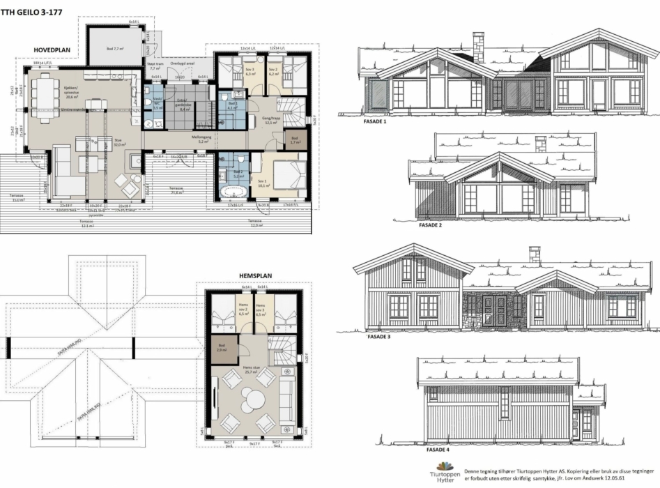 10. TTH Geilo 3-177. Plan og fasader