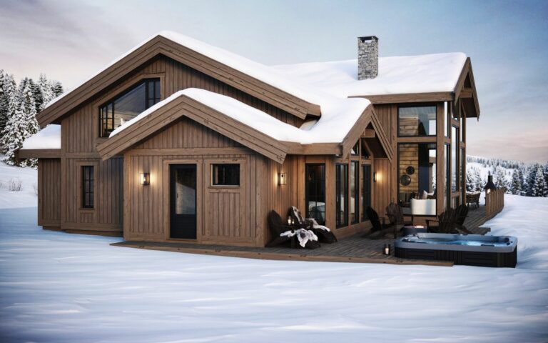23. Mot dør ut fra bad-badstue og stua på loftsplanet. Fritidsbolig – Hytte TTH Kvitfjell 222.