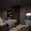 67. Hytteinteriør soverom på loftsplan med intetrert seng og garderobe. Hytteinspirasjon Norefjell 1-314